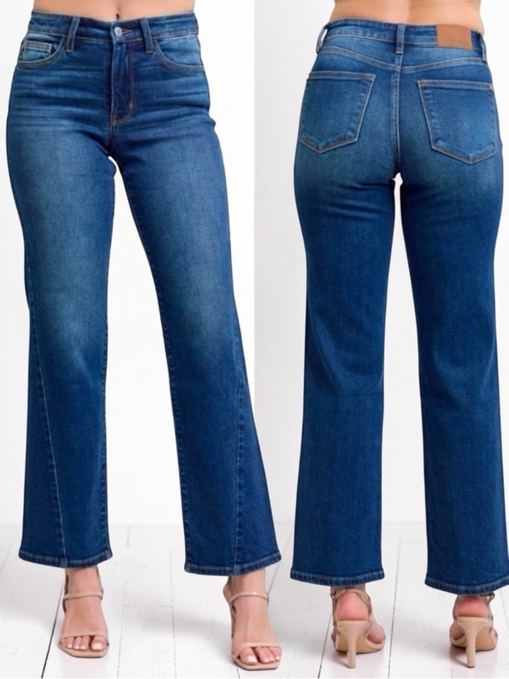 Judy Blue Mid Rise Straight Jeans Side Seam Stretch Dark Wash Plus & Reg – NWT